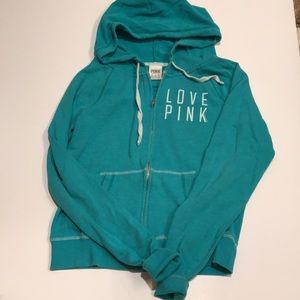 Pink love Victoria’s Secret full zip hoodie XS